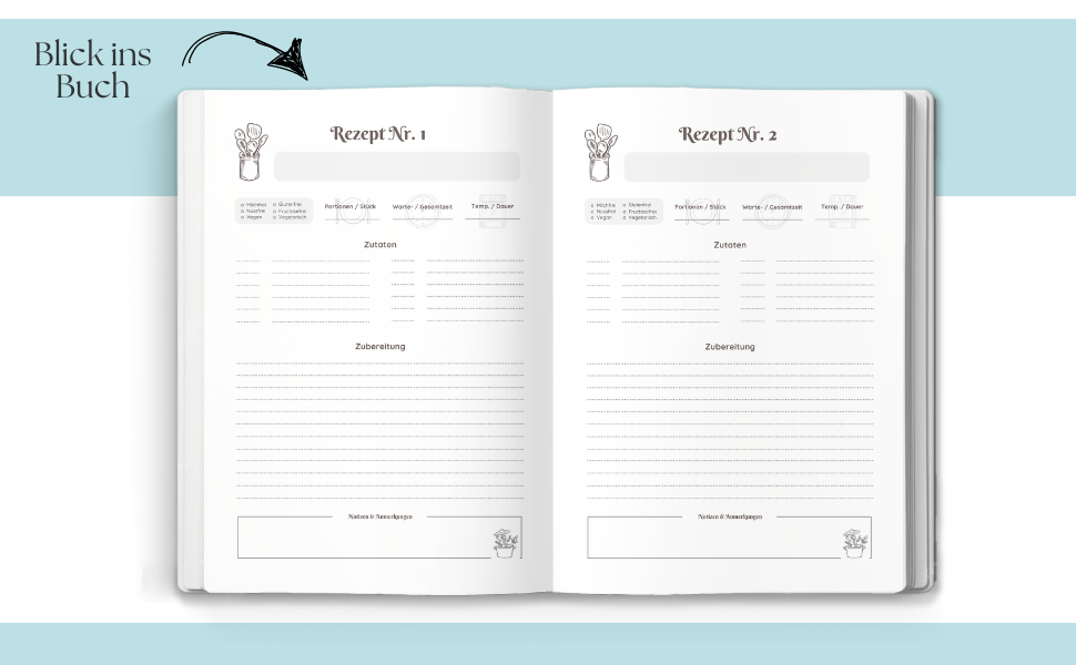 Kochrezeptvorlage zum Ausdrucken
