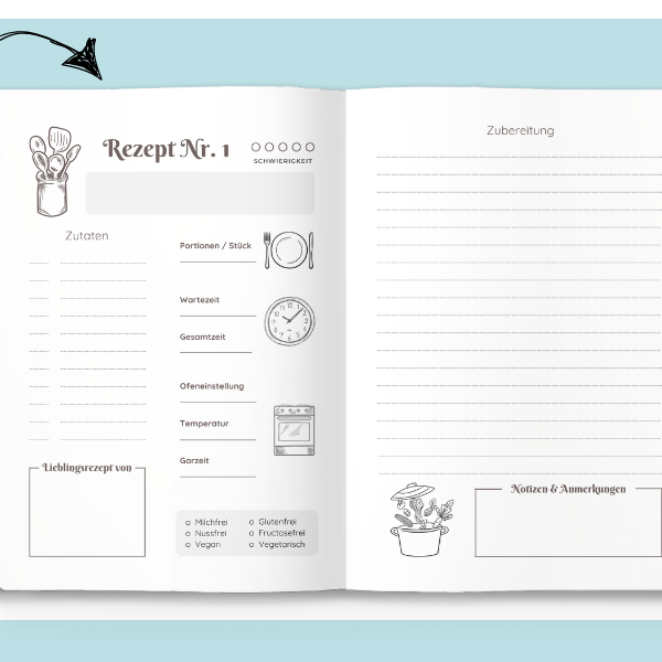 XXL Kochrezeptvorlage zum Ausdrucken