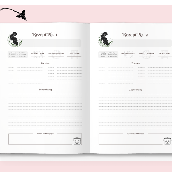 Schwangerschafts Rezeptvorlage zum Ausdrucken