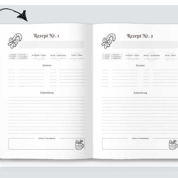 Weihnachts Rezeptvorlage zum Ausdrucken