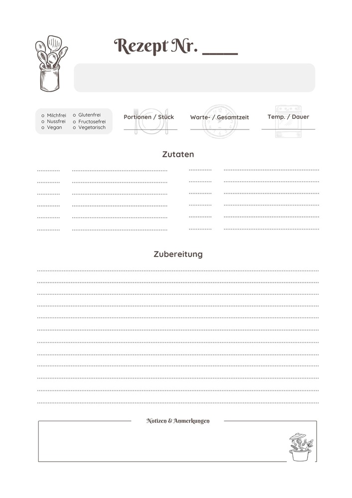 Kochrezeptvorlage zum Ausdrucken – Bild 2
