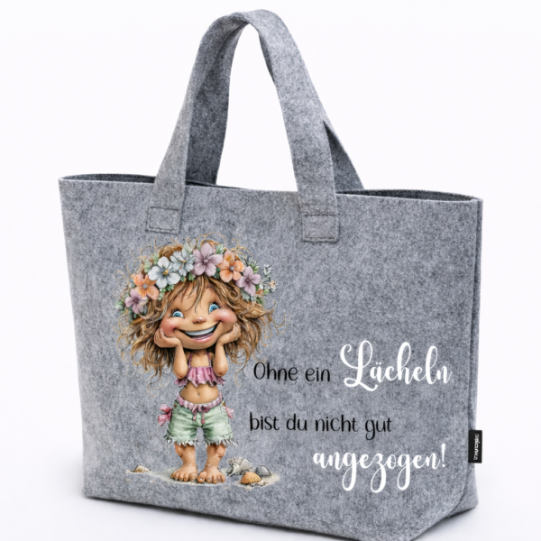 Turnbeutel oder Filz-Shopper "Lächeln"